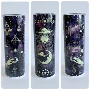 Celestial Hippie Black and Purple 20oz Skinny Tumbler